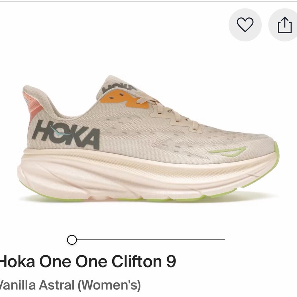 Hoka One One Women's Running Shoe in Vanilla with Lime and Coral Accents